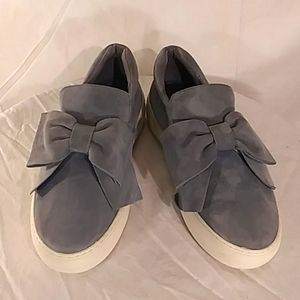 🔥 Like New J Slides Light Grey Suede Bow Loafer/Sneaker.